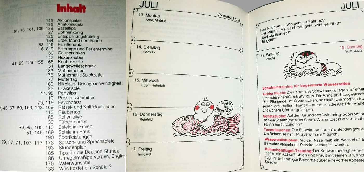 Schneider Schüler Kalender Inhalt