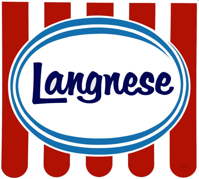 Das Langnese Logo der 70er in Markisen-Optik