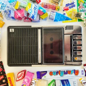 Retro-Süßigkeiten Geschenkbox mit Kassettenrekorder-Box