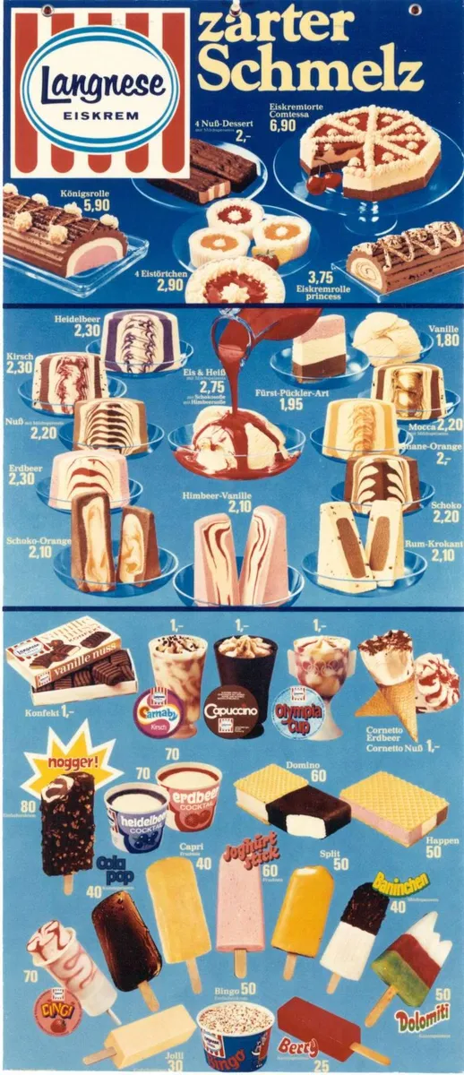 Langenese Eistafel aus dem Jahr 1973