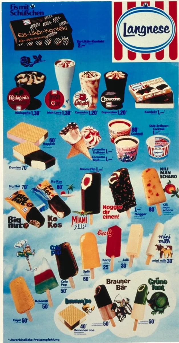 Langenese Eistafel aus dem Jahr 1976