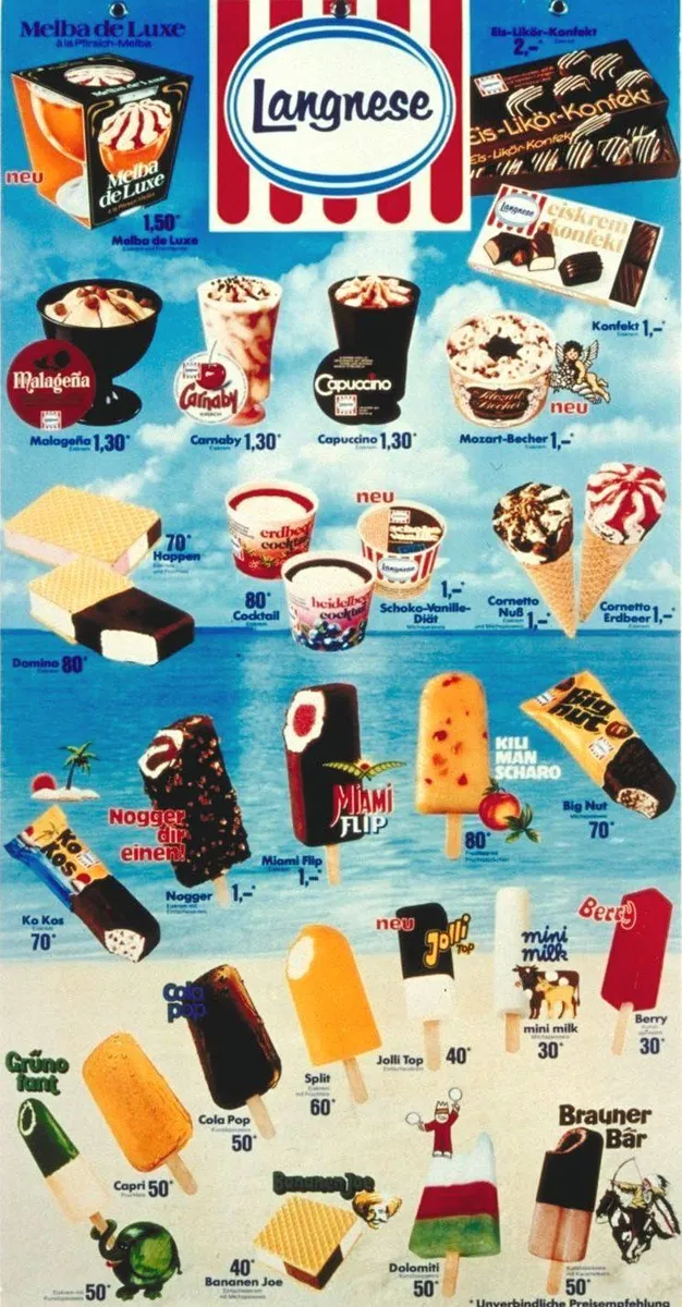 Langenese Eistafel aus dem Jahr 1977