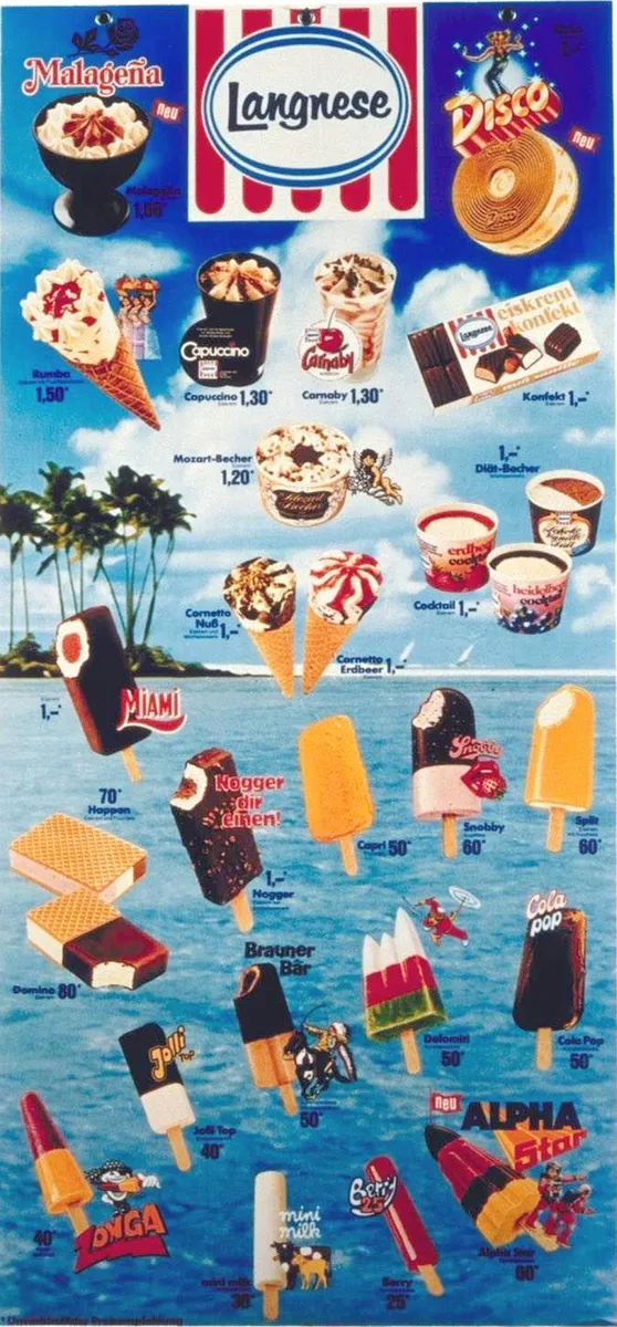 Langenese Eistafel aus dem Jahr 1979