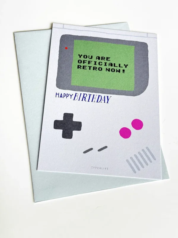 Geburtstagskarte mit Umschlag - Gameboy
