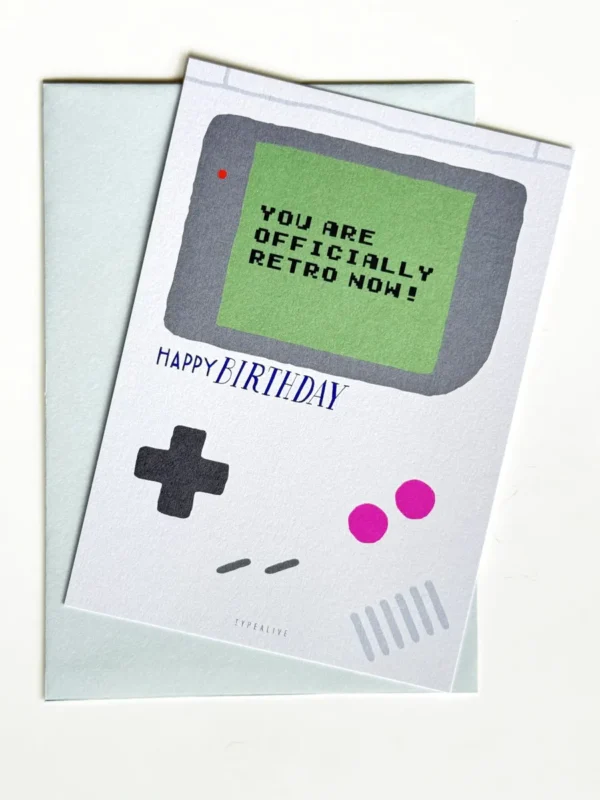 Geburtstagskarte mit Umschlag - Gameboy - front