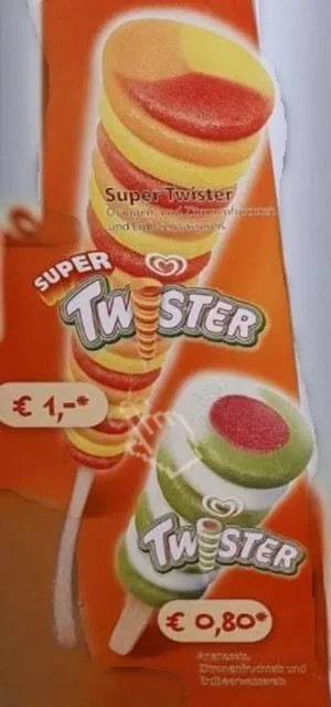 Super Twister mit Orange , Erdbeer und Zitronengeschmack