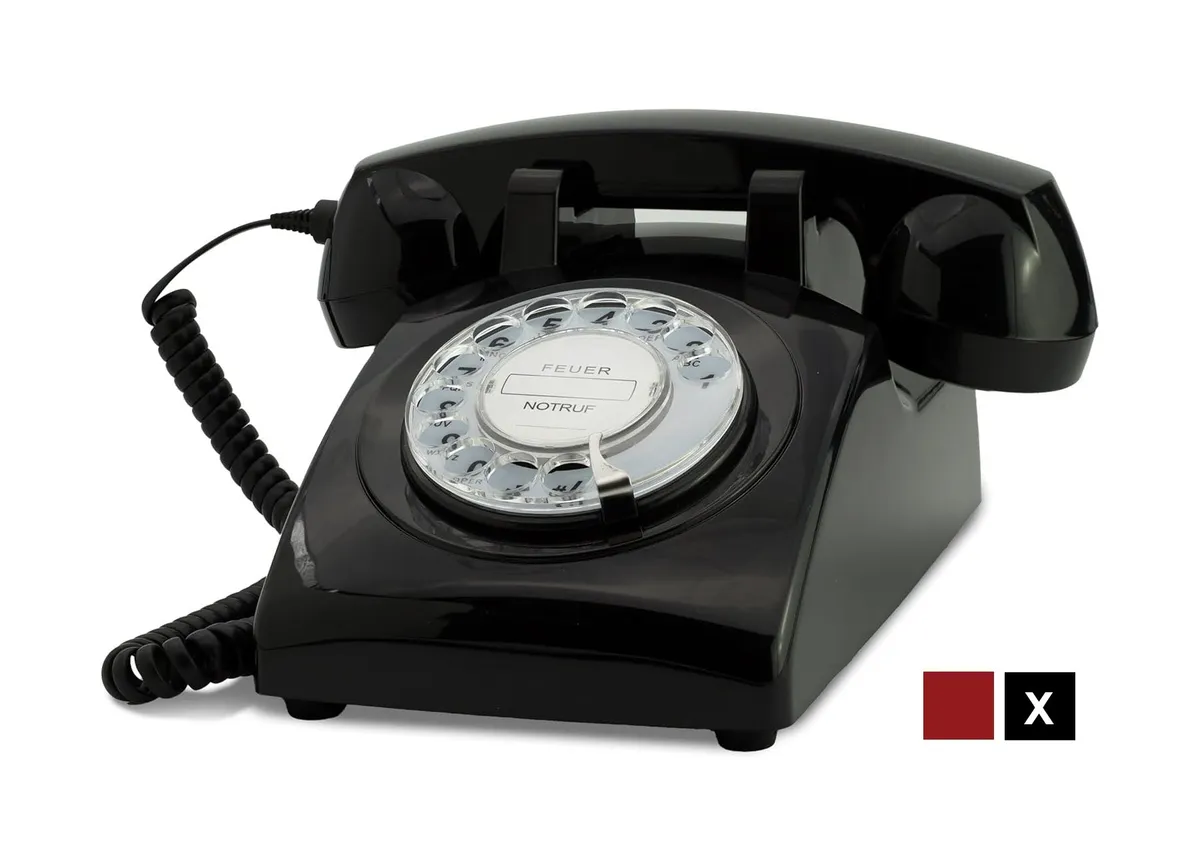 Schwarzes Retro-Telefon mit Wählscheibe - Hauptansicht