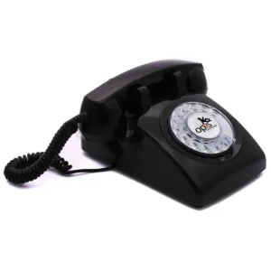 Retro-Wählscheibentelefon in schwarz