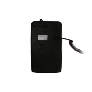 Schwarzes Retro-Wählscheibentelefon von unten