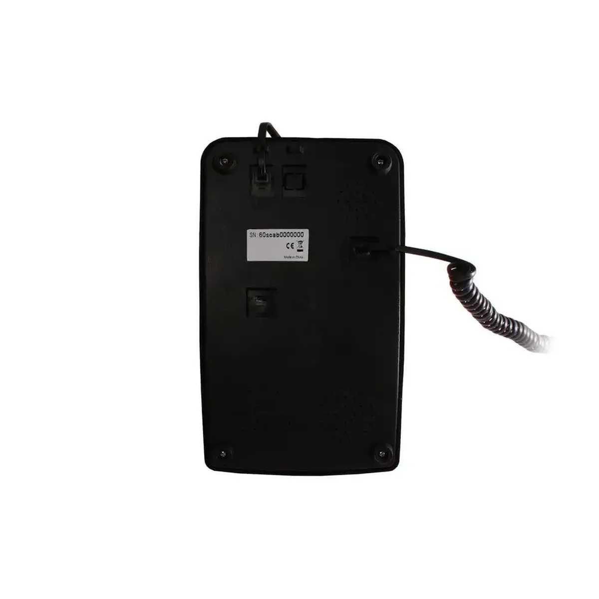 Schwarzes Retro-Wählscheibentelefon von unten