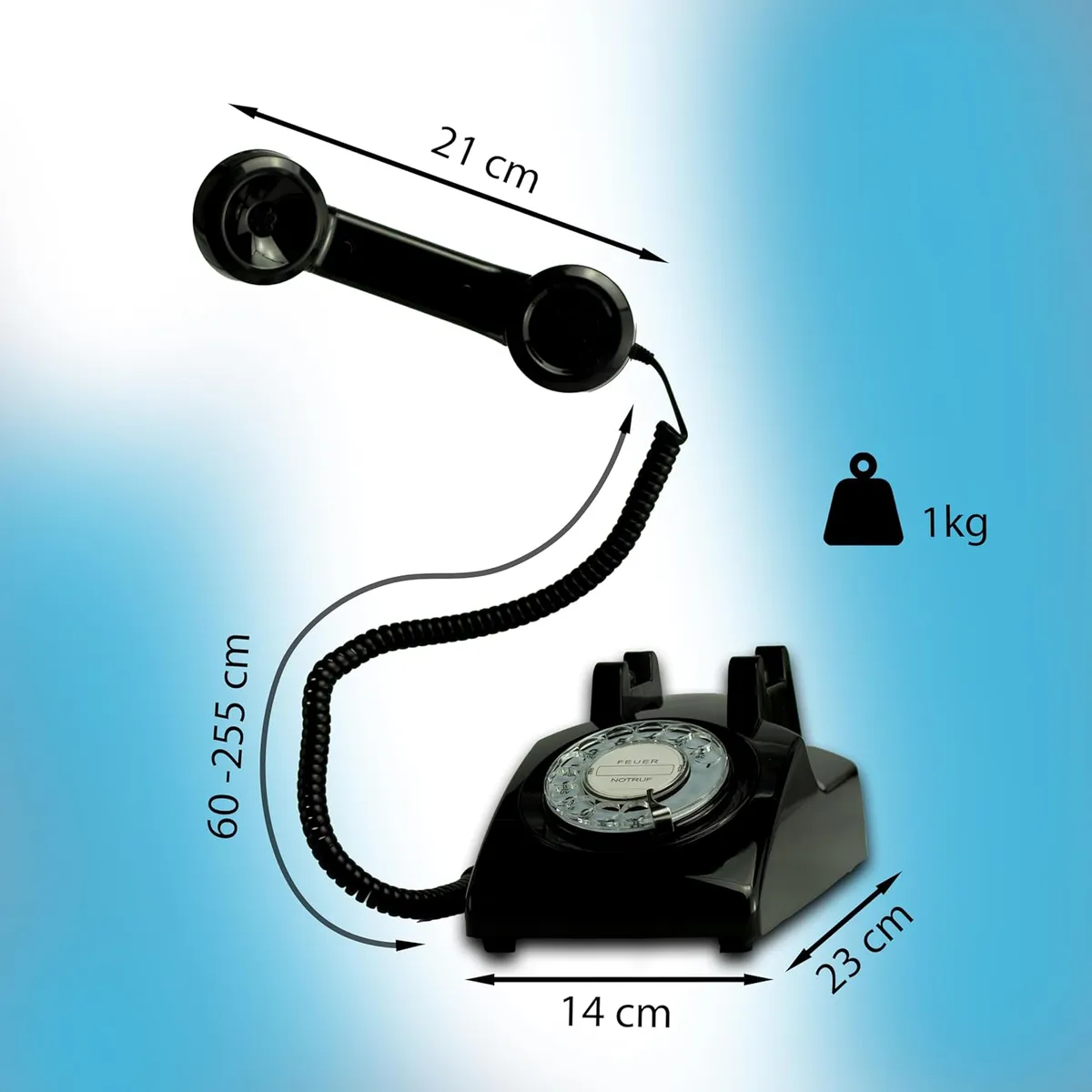 Maße des Retro-Wählscheibentelefon