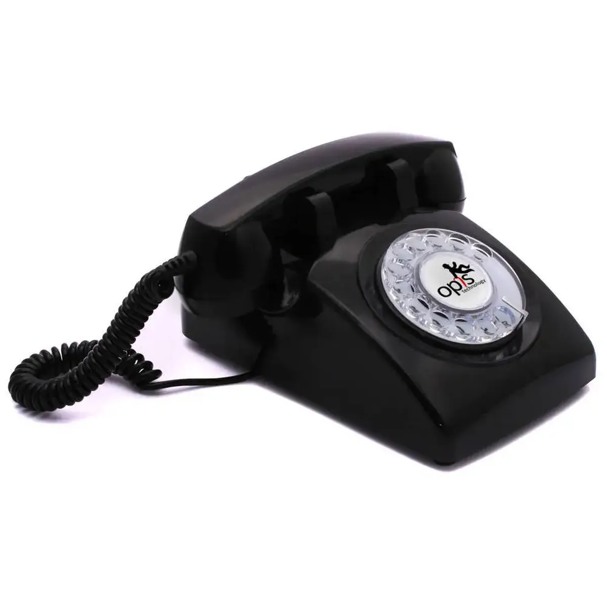 Retro-Wählscheibentelefon in schwarz