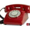Rotes Retro-Telefon mit Wählscheibe - Hauptansicht