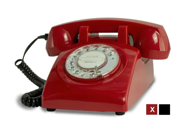 Rotes Retro-Telefon mit Wählscheibe - Hauptansicht