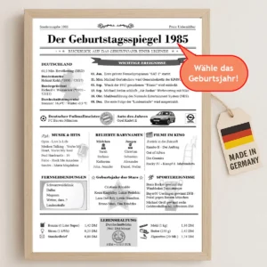 80er Jahre Nostalgie Geburtstagskarte-Plakat-Zeitung für 1980, 1981, 1982, 1983, 1984, 1985, 1986, 1987, 1988, 1989