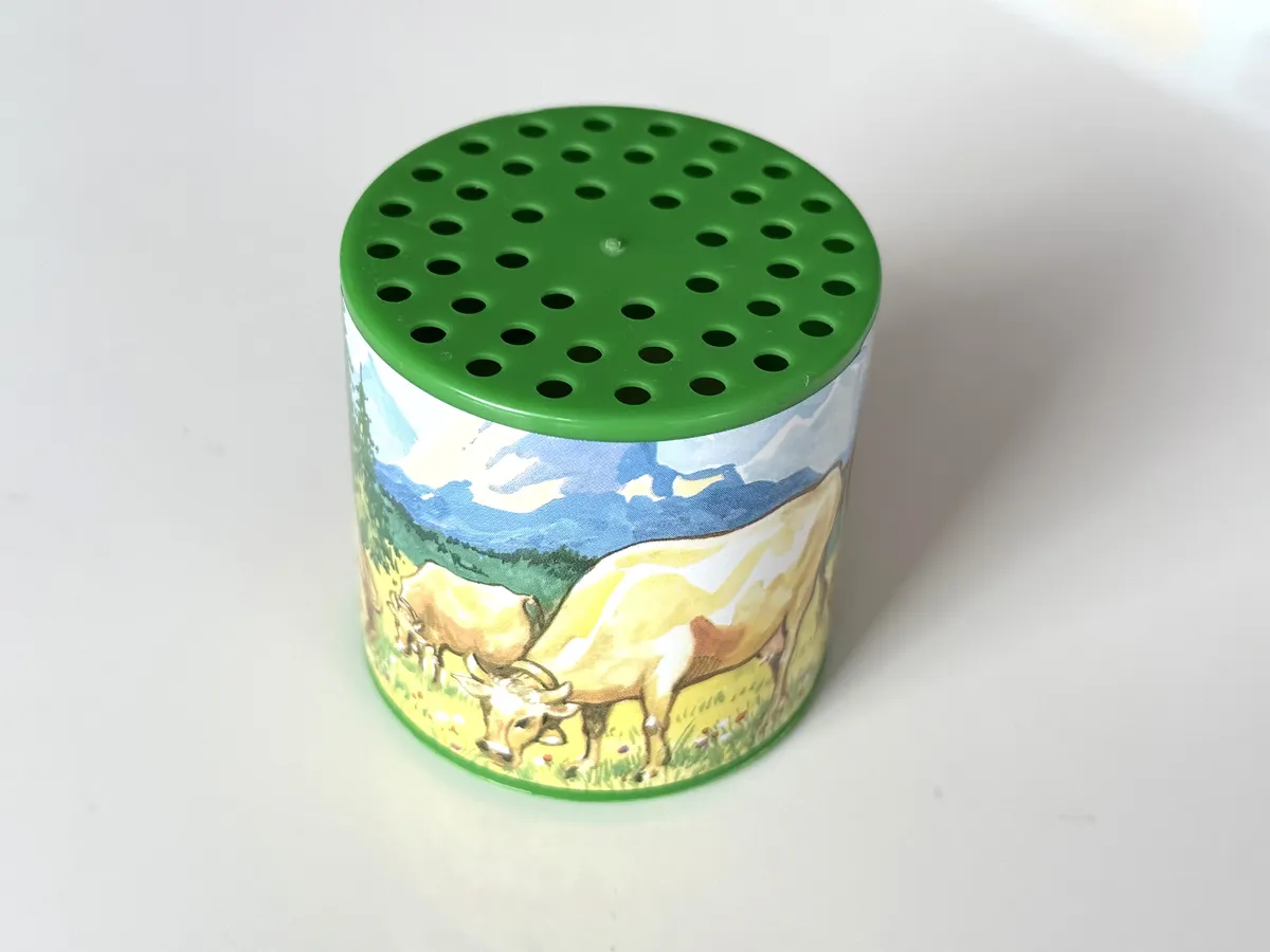 Tierstimmen Geräuschdose Kuh Muh in der Seitenansicht